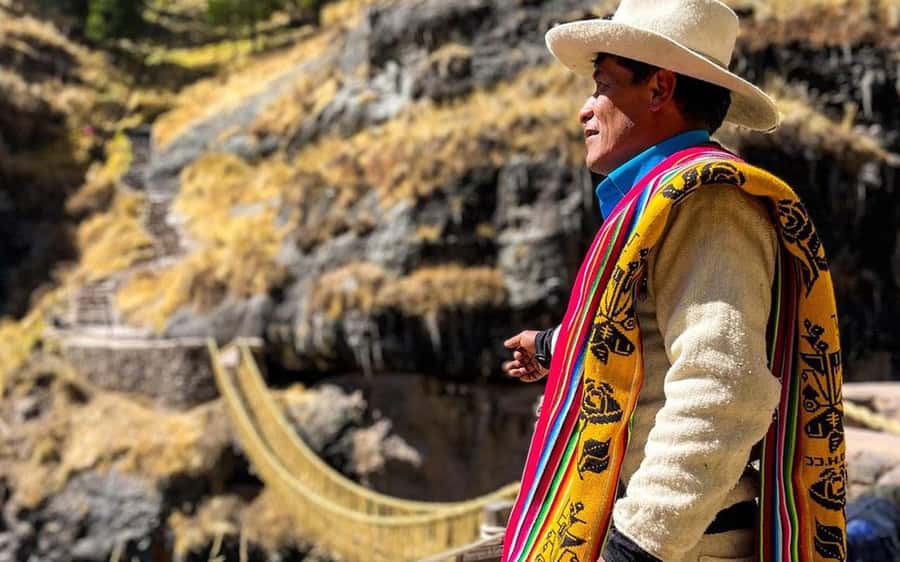 Four Lagoons and Q<code>eswachaka bridge tour full day – Key points to know before booking’ /></p>
<ul>
<li><strong>Q’eswachaka is a living tradition:</strong> Local people rebuild this grass suspension bridge every year, keeping an Inca-era practice alive.</li>
<li><strong>Four lagoons mean four different stops:</strong> Pomacanchi, Acopia, Asnaqocha, and Pampamarca each offer water views, birdlife, and open Andean scenery.</li>
<li><strong>The van ride is a major part of the day:</strong> Expect roughly three hours each way, with some rough road sections.</li>
<li><strong>Food is included:</strong> Breakfast and lunch are served at local restaurants, with meals described as traditional Peruvian food.</li>
<li><strong>You can cross the bridge:</strong> The guide explains how to do it safely before you walk across above the Apurímac River.</li>
<li><strong>This is not a relaxed late-start excursion:</strong> The early departure, altitude, stairs, and long sitting time suit active visitors who want to see rural life beyond Cusco.</li>
</ul>
<h2 id="why-this-day-trip-is-different-from-standard-cusco-tours">Why this day trip is different from standard Cusco tours</h2>
<p><img width="900" height="562" decoding="async" src=