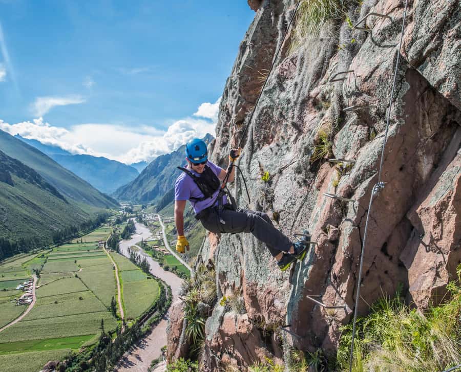 From Cusco: Via Ferrata and Sky Lodge Zipline - Reaching the viewpoint above the Vilcanota River