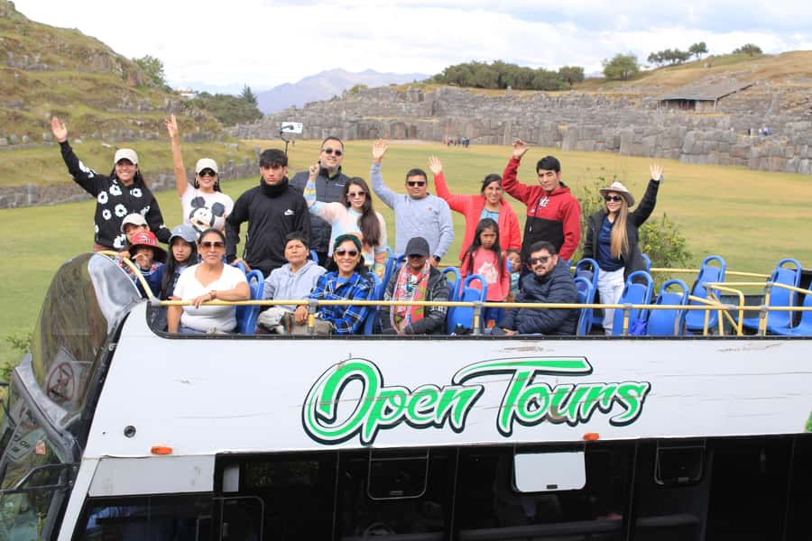 Open-top bus in the city of Cusco, 3-hour tour with panoramic views - Sacsayhuamán, Pucapucara, and Qenqo from the bus