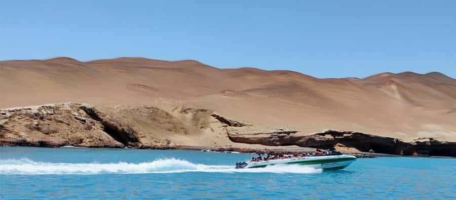 Paracas: speedboat BALLESTAS ISLANDS TOUR - The fast ride toward El Candelabro