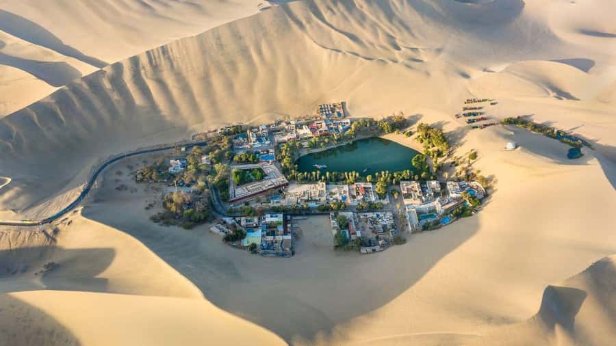 Pro Sanboarding or skiing in Huacachina from Lima - Day trip - First sight of Huacachina oasis